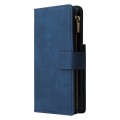 For Samsung Galaxy S21 Ultra 5G Multifunctional Frosted Zipper Wallet Leather Phone Case(Blue)