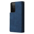 For Samsung Galaxy S21 Ultra 5G Multifunctional Frosted Zipper Wallet Leather Phone Case(Blue)