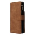 For Samsung Galaxy S21 5G Multifunctional Frosted Zipper Wallet Leather Phone Case(Brown)