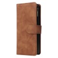 For Samsung Galaxy Z Fold3 5G Multifunctional Frosted Zipper Wallet Leather Phone Case(Brown)