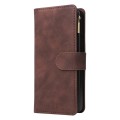 For Samsung Galaxy Z Fold3 5G Multifunctional Frosted Zipper Wallet Leather Phone Case(Coffee)