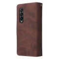 For Samsung Galaxy Z Fold3 5G Multifunctional Frosted Zipper Wallet Leather Phone Case(Coffee)