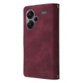 For Xiaomi Redmi Note 13 Pro+ Multifunctional Frosted Zipper Wallet Leather Phone Case(Wine Red)
