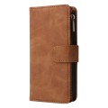 For Xiaomi Redmi Note 13 5G Multifunctional Frosted Zipper Wallet Leather Phone Case(Brown)
