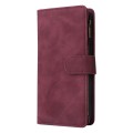 For Xiaomi Redmi 13C 4G Global Multifunctional Frosted Zipper Wallet Leather Phone Case(Wine Red)