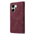 For Xiaomi Redmi 13C 4G Global Multifunctional Frosted Zipper Wallet Leather Phone Case(Wine Red)