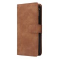 For Xiaomi Redmi 13C 4G Global Multifunctional Frosted Zipper Wallet Leather Phone Case(Brown)