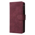 For Xiaomi Redmi Note 13 4G Multifunctional Frosted Zipper Wallet Leather Phone Case(Wine Red)