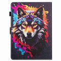 For 8 inch Painted Pattern Stitching Leather Tablet Case(Colorful Wolf)