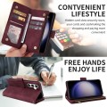 For Samsung Galaxy S23 FE 5G Crossbody Multi-card Slot Wallet Zipper Leather Phone Case(Wine Red)