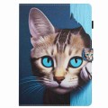 For Samsung Galaxy Tab A7 2020 T500 Painted Pattern Stitching Smart Leather Tablet Case(Blue Cat)