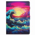 For Samsung Galaxy Tab A 10.1 T580 Painted Pattern Stitching Smart Leather Tablet Case(Waves)