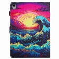 For iPad 10th Gen 10.9 2022 Painted Pattern Stitching Smart Leather Tablet Case(Waves)