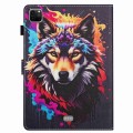 For iPad 11 Pro 2020 / Air 4 10.9 Painted Pattern Stitching Smart Leather Tablet Case(Colorful Wolf)