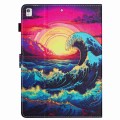 For iPad 10.2 2020 / 2019 Painted Pattern Stitching Smart Leather Tablet Case(Waves)
