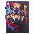 For iPad 10.2 2020 / 2019 Painted Pattern Stitching Smart Leather Tablet Case(Colorful Wolf)