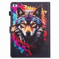 For iPad mini 5 / 4 / 3 / 2 / 1 Painted Pattern Stitching Smart Leather Tablet Case(Colorful Wolf)