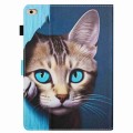 For iPad 9.7 2018 / 2017 Painted Pattern Stitching Smart Leather Tablet Case(Blue Cat)