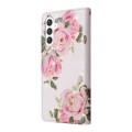 For Samsung Galaxy S24+ 5G Bronzing Painting RFID Leather Case(Rose Flower)