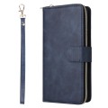 For Samsung Galaxy S24 Ultra 5G 9-Card Slots Zipper Wallet Bag Leather Phone Case(Blue)