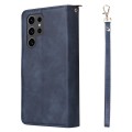 For Samsung Galaxy S24 Ultra 5G 9-Card Slots Zipper Wallet Bag Leather Phone Case(Blue)