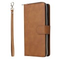 For Samsung Galaxy S24 Ultra 5G 9-Card Slots Zipper Wallet Bag Leather Phone Case(Brown)