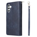 For Samsung Galaxy S24+ 5G 9-Card Slots Zipper Wallet Bag Leather Phone Case(Blue)