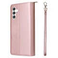 For Samsung Galaxy S24+ 5G 9-Card Slots Zipper Wallet Bag Leather Phone Case(Rose Gold)