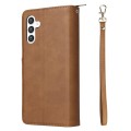For Samsung Galaxy S24+ 5G 9-Card Slots Zipper Wallet Bag Leather Phone Case(Brown)