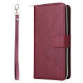 For Samsung Galaxy S24 5G 9-Card Slots Zipper Wallet Bag Leather Phone Case(Wine Red)