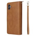 For Samsung Galaxy A05 9-Card Slots Zipper Wallet Bag Leather Phone Case(Brown)