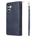For Samsung Galaxy A05s 9-Card Slots Zipper Wallet Bag Leather Phone Case(Blue)