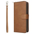 For Samsung Galaxy A05s 9-Card Slots Zipper Wallet Bag Leather Phone Case(Brown)