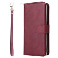 For Samsung Galaxy S23 FE 5G 9-Card Slots Zipper Wallet Bag Leather Phone Case(Wine Red)