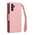 For Samsung Galaxy A15 5G Rivet Buckle 9 Cards 3-Fold Wallet Leather Phone Case(Rose Gold)