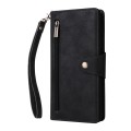 For Samsung Galaxy A15 5G Rivet Buckle 9 Cards 3-Fold Wallet Leather Phone Case(Black)