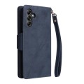 For Samsung Galaxy A15 5G Rivet Buckle 9 Cards 3-Fold Wallet Leather Phone Case(Blue)