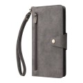 For Samsung Galaxy A15 5G Rivet Buckle 9 Cards 3-Fold Wallet Leather Phone Case(Grey)