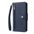 For Samsung Galaxy S24 Ultra 5G Rivet Buckle 9 Cards 3-Fold Wallet Leather Phone Case(Blue)