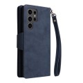 For Samsung Galaxy S24 Ultra 5G Rivet Buckle 9 Cards 3-Fold Wallet Leather Phone Case(Blue)