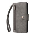 For Samsung Galaxy S24 Ultra 5G Rivet Buckle 9 Cards 3-Fold Wallet Leather Phone Case(Grey)