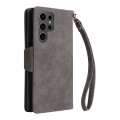 For Samsung Galaxy S24 Ultra 5G Rivet Buckle 9 Cards 3-Fold Wallet Leather Phone Case(Grey)