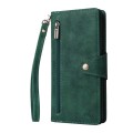 For Samsung Galaxy S24+ 5G Rivet Buckle 9 Cards 3-Fold Wallet Leather Phone Case(Green)