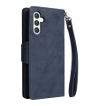 For Samsung Galaxy S24+ 5G Rivet Buckle 9 Cards 3-Fold Wallet Leather Phone Case(Blue)