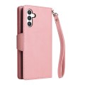For Samsung Galaxy S24 5G Rivet Buckle 9 Cards 3-Fold Wallet Leather Phone Case(Rose Gold)