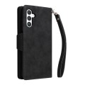 For Samsung Galaxy S24 5G Rivet Buckle 9 Cards 3-Fold Wallet Leather Phone Case(Black)