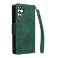 For Samsung Galaxy S24 5G Rivet Buckle 9 Cards 3-Fold Wallet Leather Phone Case(Green)