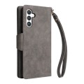 For Samsung Galaxy S24 5G Rivet Buckle 9 Cards 3-Fold Wallet Leather Phone Case(Grey)