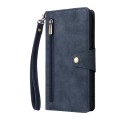 For Samsung Galaxy A05 Rivet Buckle 9 Cards 3-Fold Wallet Leather Phone Case(Blue)