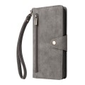 For Samsung Galaxy A05 Rivet Buckle 9 Cards 3-Fold Wallet Leather Phone Case(Grey)